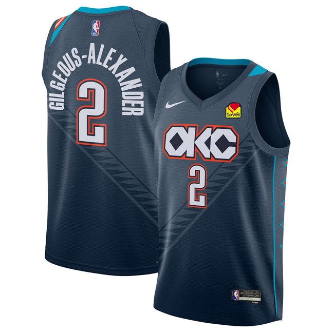 Men's Oklahoma City Thunder #2 Shai Gilgeous-Alexander Navy 2025-26 City Edition Stitched Jersey