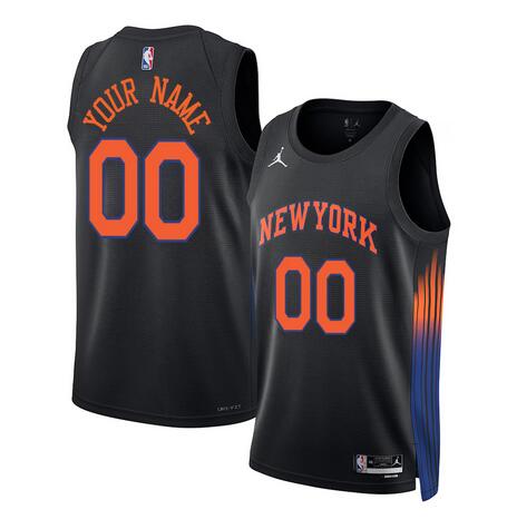Men's New Yok Knicks Active Player Custom Black 2025 Statement Edition Stitched Basketball Jersey