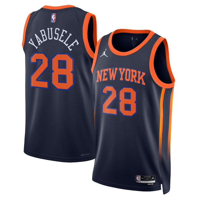 Men's New Yok Knicks #28 Guerschon Yabusele Black 2025 Statement Edition Stitched Basketball Jersey