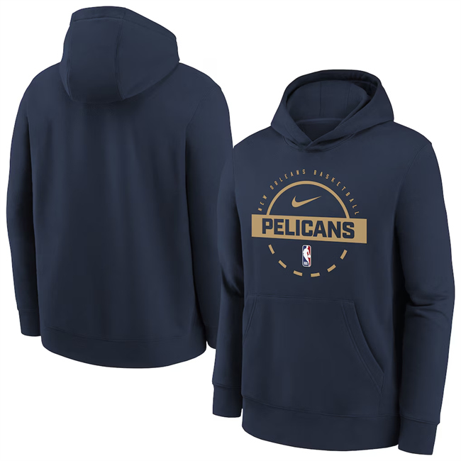 Men's New Orleans Pelicans Navy 2026 Practice Club Pullover Hoodie