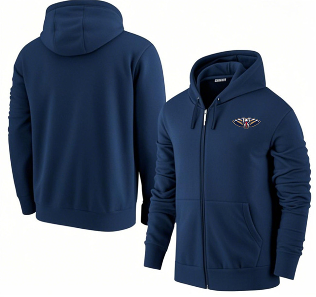 Men's New Orleans Pelicans Navy Primary Logo Full-Zip Hoodie