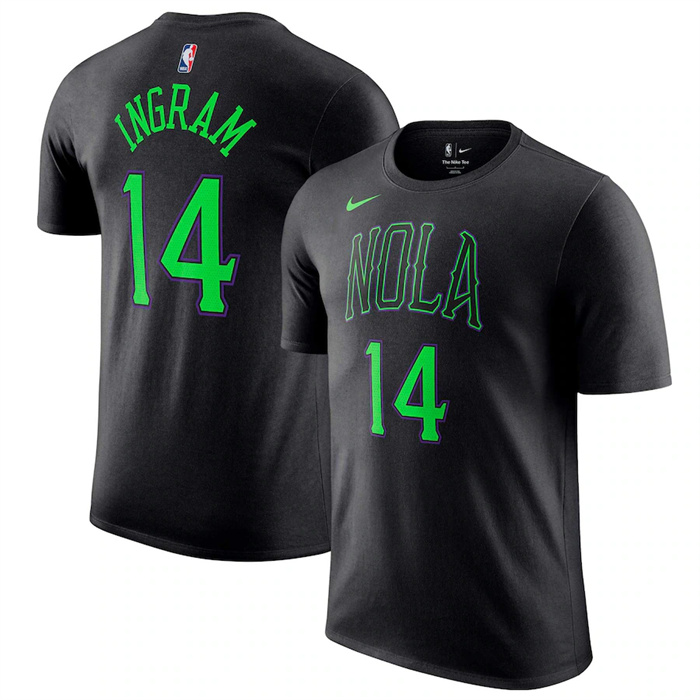 Men's New Orleans Pelicans #14 Brandon Ingram Black 2024 City Edition Name & Number T-Shirt