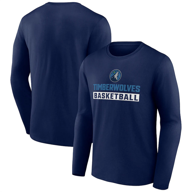 Men's Minnesota Timberwolves Navy Let's Go Long Sleeve T-Shirt