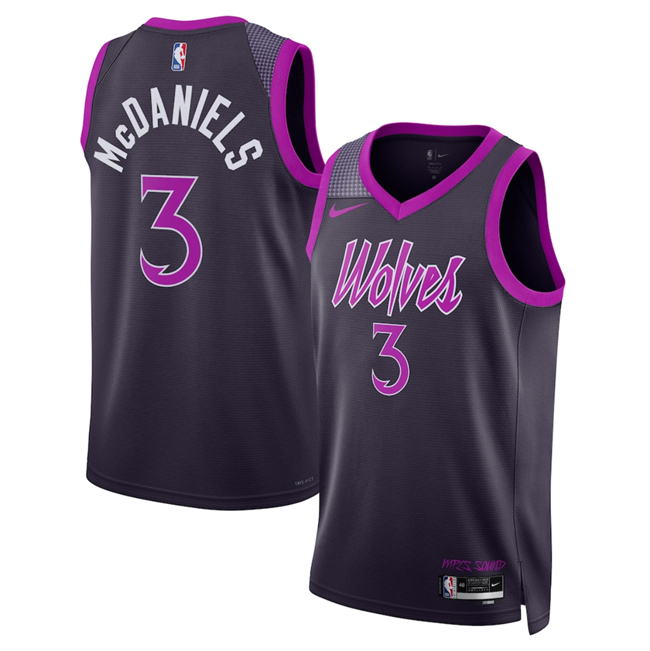 Men's Minnesota Timberwolves #3 Jaden McDaniels Purple 2026 City Edition Stitched Jersey