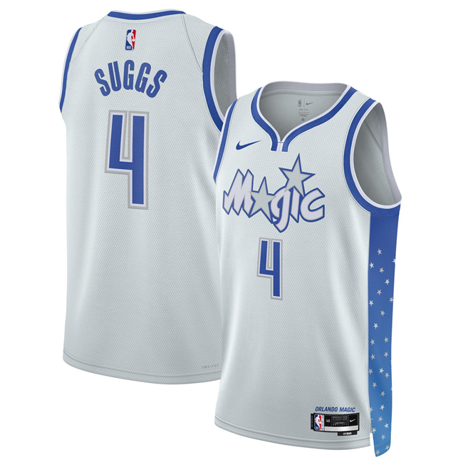 Men's Orlando Magic #4 Jalen Suggs Silver 2026 City Edition Stitched Basketball Jersey