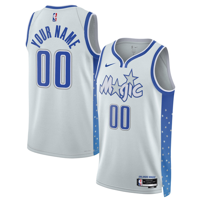 Men's Orlando Magic Active Player Custom Silver 2026 City Edition Stitched Basketball Jersey