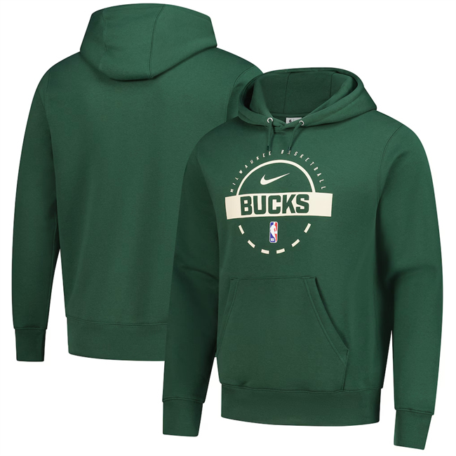 Men's Milwaukee Bucks Hunter Green 2026 Practice Club Pullover  Hoodie