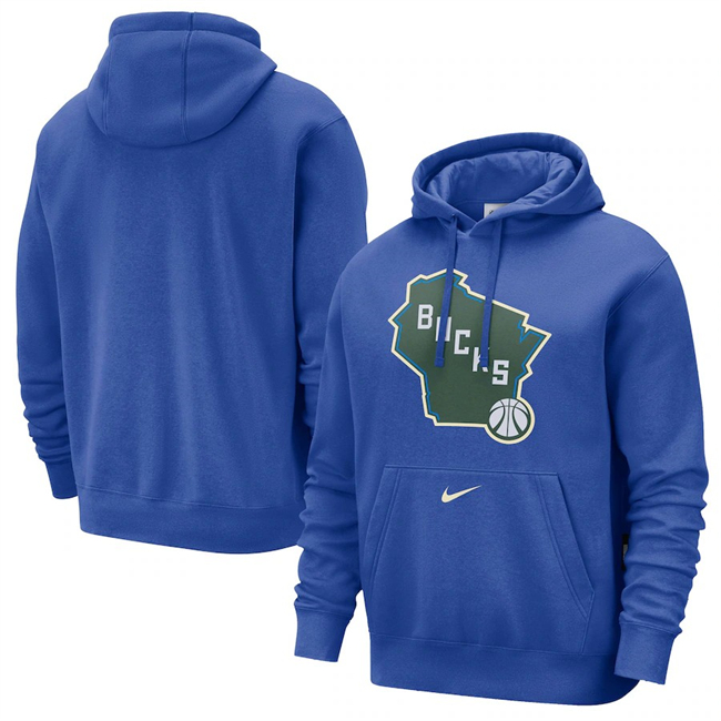 Men's Milwaukee Bucks Royal 2025 City Edition Essential Club Pullover Hoodie