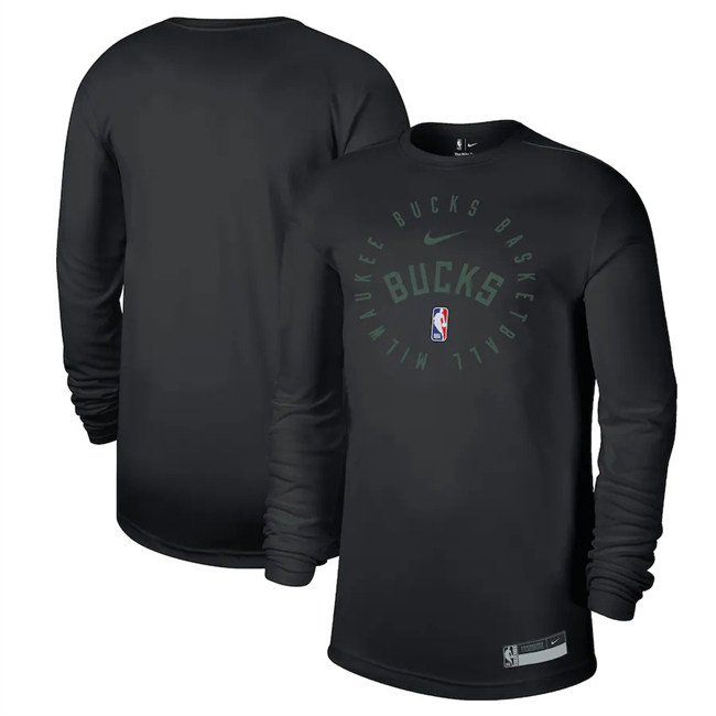 Men's Milwaukee Bucks Black 2025 Legend On-Court Practice Long Sleeve T-Shirt