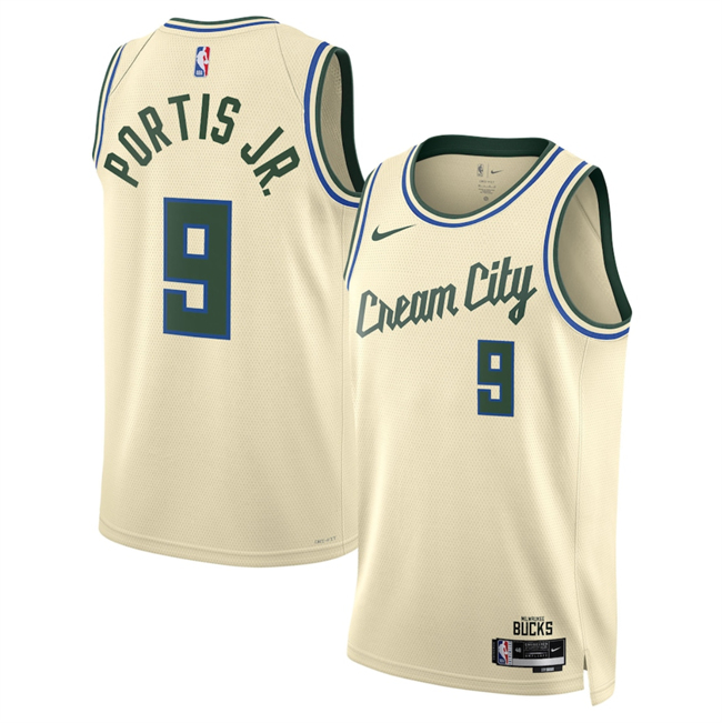 Men's Milwaukee Bucks #9 Bobby Portis Cream 2026 City Edition Stitched Basketball Jersey