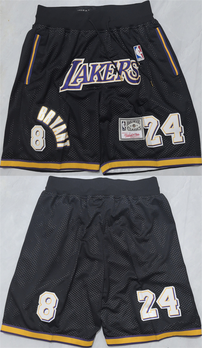 Men's Los Angeles Lakers #24 Kobe Bryant Black Shorts (Run Small)