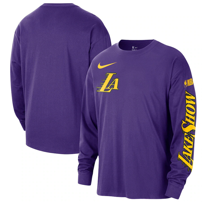 Men's Los Angeles Lakers Purple 2025 City Edition Courtside Max90 Heavyweight Long Sleeve T-Shirt