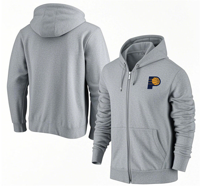 Men's Indiana Pacers Gray Primary Logo Full-Zip Hoodie