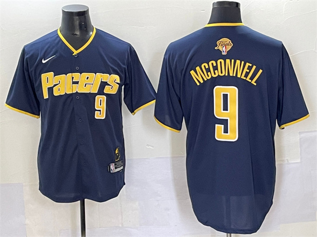 Men's Indiana Pacers #9 T.J. McConnell Navy 2025 Finals Vapor Stitched Baseball Jersey