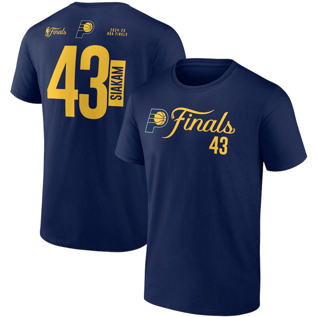 Men's Indiana Pacers #43 Pascal Siakam Navy 2025 Finals Court Vision Name & Number T-Shirt