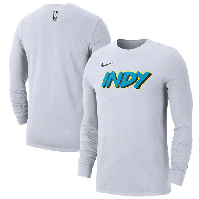Men's Indiana Pacers White 2025 City Edition Essential Logo Long Sleeve T-Shirt
