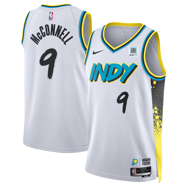 Men's Indiana Pacers #9 T.J. McConnell White 2025 City Edition Stitched Basketball Jersey