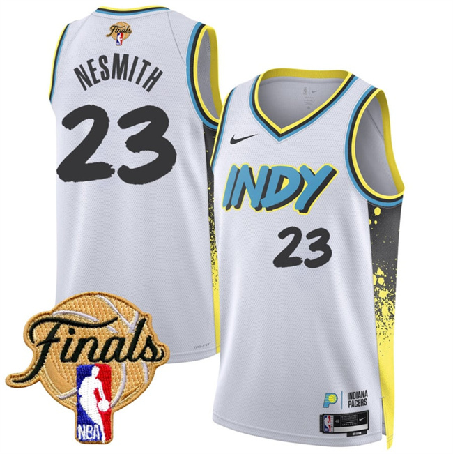 Men's Indiana Pacers #23 Aaron Nesmith White 2025 Finals City Edition Stitched Basketball Jersey
