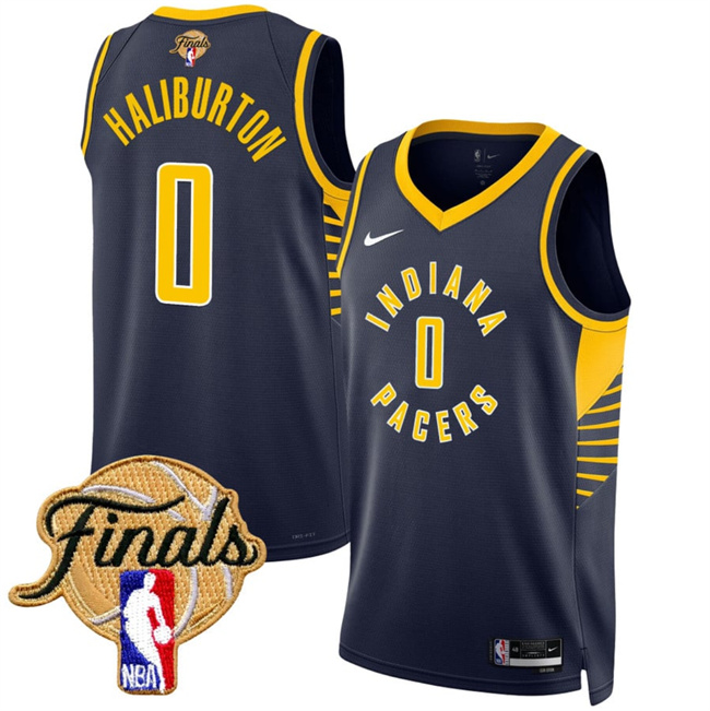Men's Indiana Pacers #0 Tyrese Haliburton Navy 2025 Finals Icon Edition Stitched Basketball Jersey