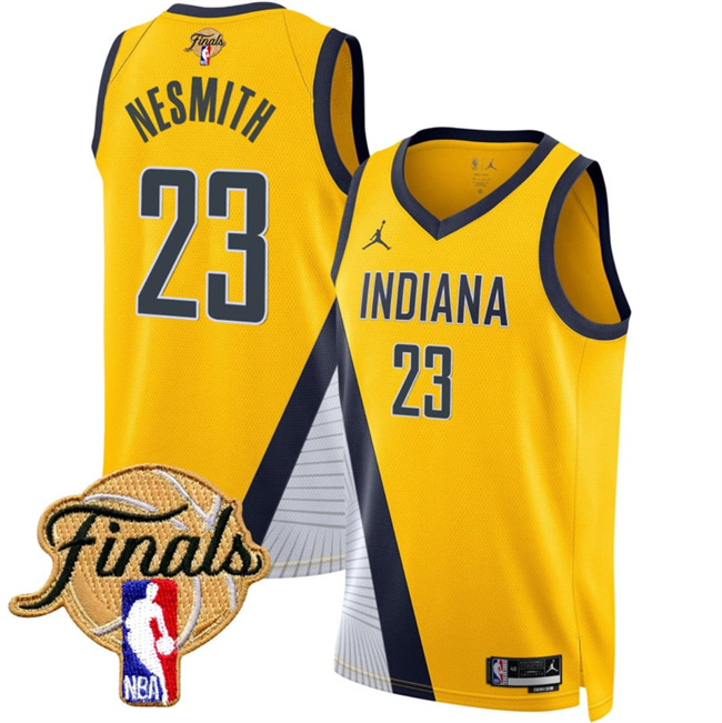 Men's Indiana Pacers #23 Aaron Nesmith Yellow 2025 Finals Statement Edition Stitched Basketball Jersey
