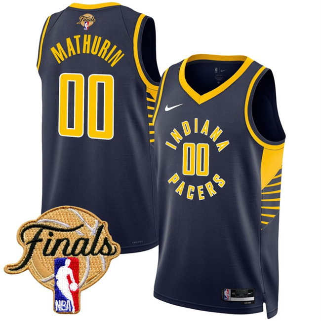 Men's Indiana Pacers #00 Bennedict Mathurin Navy 2025 Finals Icon Edition Stitched Basketball Jersey