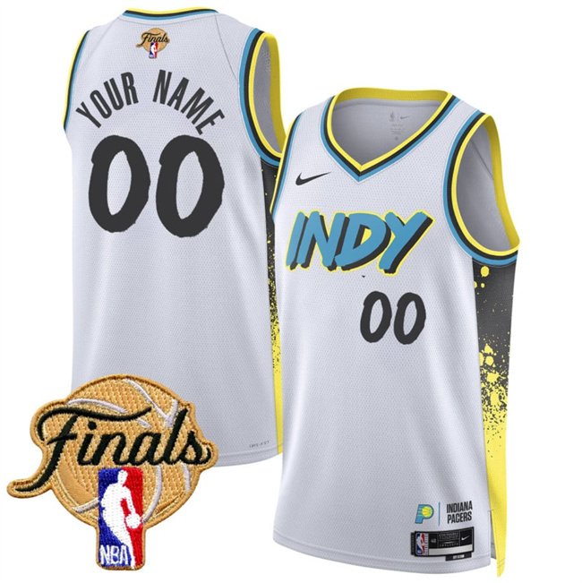Men's Indiana Pacers Active Player Custom White 2025 Finals City Edition Stitched Basketball Jersey