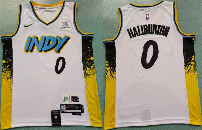 Men's Indiana Pacers #0 Tyrese Haliburton White 2025 City Edition Stitched Basketball Jersey