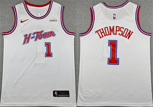 Men's Houston Rockets #1 Amen Thompson White 2025-26 City Edition Stitched Jersey