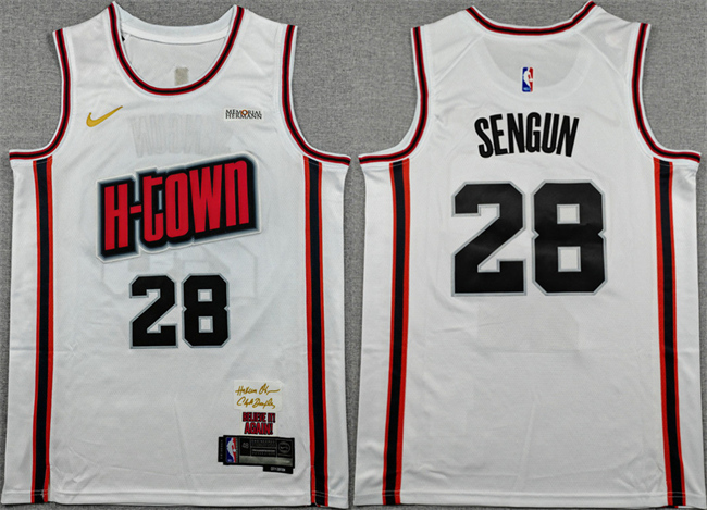Men's Houston Rockets #28 Alperen Sengun White 2025 City Edition Stitched Jersey