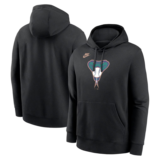 Men's Arizona Diamondbacks Black Cooperstown Collection Logo Club Pullover Hoodie