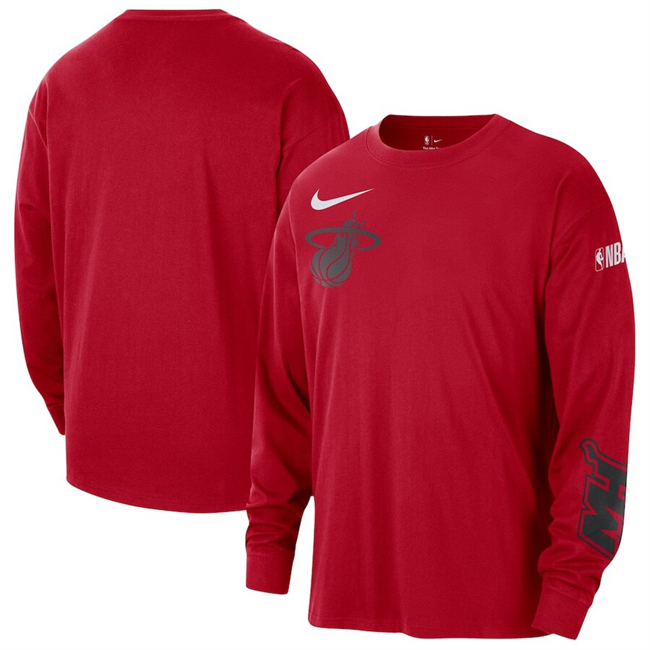 Men's Miami Heat Red 2025 City Edition Courtside Max90 Heavyweight Long Sleeve T-Shirt