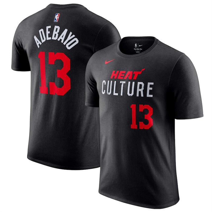 Men's Miami Heat #13 Bam Adebayo Black 2024 City Edition Name & Number T-Shirt