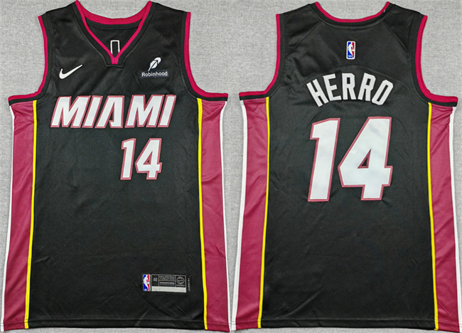Men's Miami Heat #14 Tyler Herro Black Icon Edition Stitched Basketball Jersey