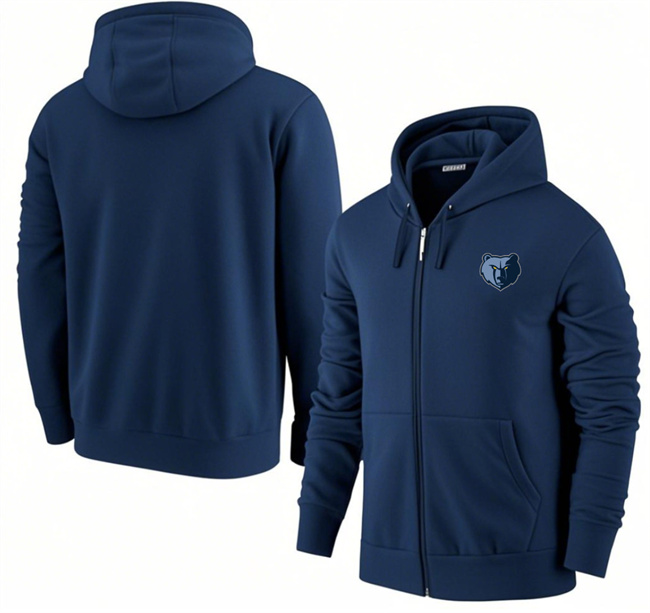 Men's Memphis Grizzlies Navy Primary Logo Full-Zip Hoodie