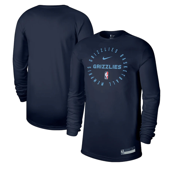 Men's Memphis Grizzlies Navy 2025 Legend On-Court Practice Long Sleeve T-Shirt