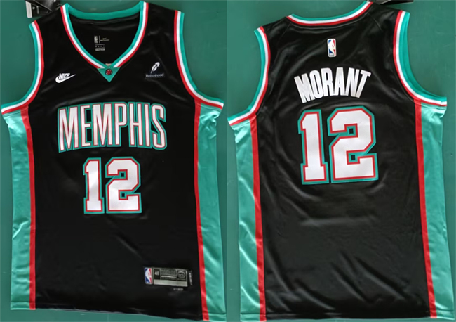 Men's Memphis Grizzlies #12 Ja Morant Black 2025 Classic Edition Stitched Basketball Jersey