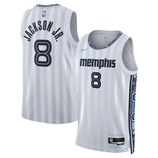 Men's Memphis Grizzlies #8 Jaren Jackson Jr. White 2026 City Edition Stitched Basketball Jersey