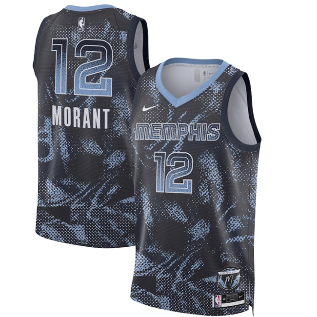 Men's Memphis Grizzlies #12 Ja Morant Navy 2025 Select Series Swingman Stitched Basketball Jersey