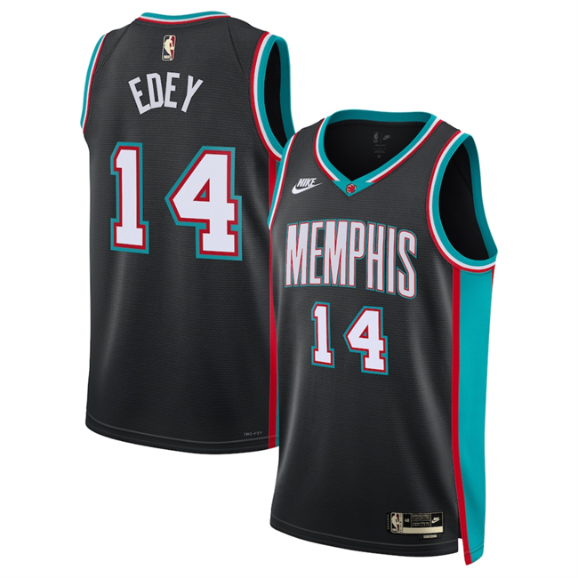 Men's Memphis Grizzlies #14 Zach Edey Black 2025 Classic Edition Stitched Basketball Jersey
