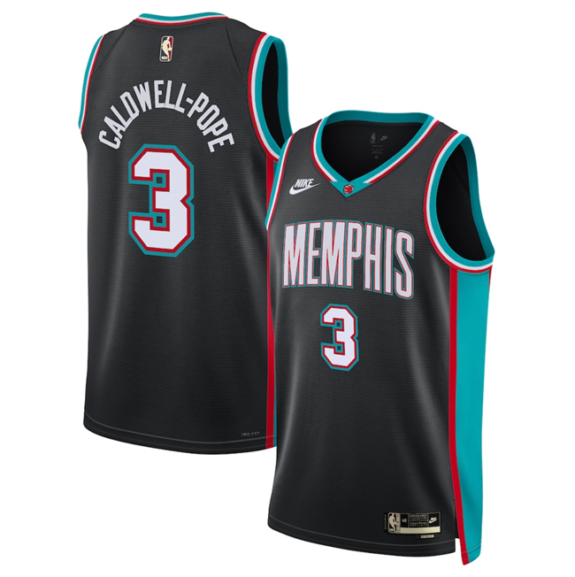 Men's Memphis Grizzlies #3 Kentavious Caldwell-Pope Kentavious Caldwell-Pope Black 2025 Classic Edition Stitched Basketball Jersey