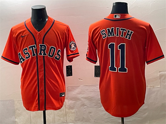 Men's Houston Astros #11 Cam Smith Orange Cool Base Stitched Jersey