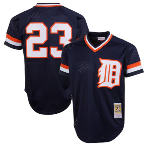 Men's Detroit Tigers #23 Kirk Gibson Navy Throwback Stitched Baseball Jersey