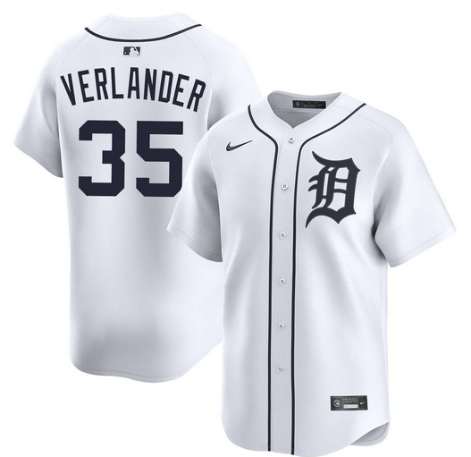 Men's Detroit Tigers #35 Justin Verlander White 2026 Home Limited Stitched Baseball Jersey