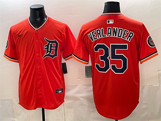 Men's Detroit Tigers #35 Justin Verlander Orange 2026 Alternate Vapor Premier Limited Stitched Baseball Jersey