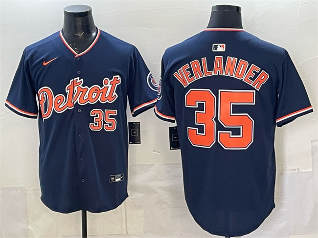 Men's Detroit Tigers #35 Justin Verlander Navy 2026 Alternate Vapor Premier Limited Stitched Baseball Jersey