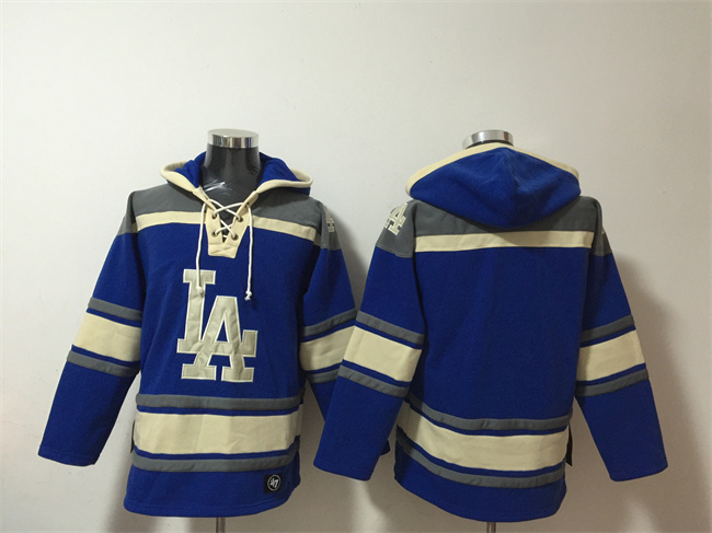 Men's Los Angeles Dodgers Blank Blue Ageless Must-Have Lace-Up Pullover Hoodie