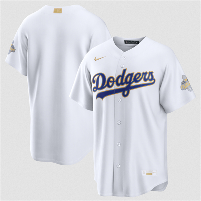 Men's Los Angeles Dodgers Blank White 2026 Gold Collection Stadium Stitched Baseball Jersey