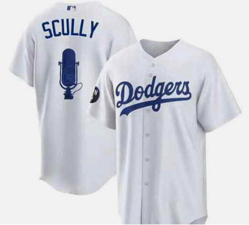 Men's Los Angeles Dodgers Vin Scully White Stitched Baseball Jersey