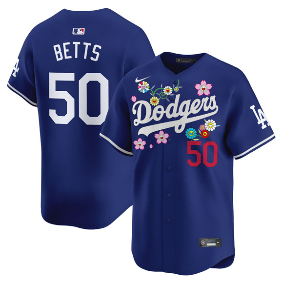Men's Los Angeles Dodgers #50 Mookie Betts Royal Takashi Murakami 2025 Vapor Limited Stitched Baseball Jersey