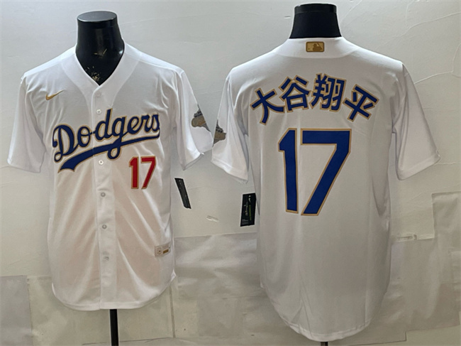 Men's Los Angeles Dodgers #17 大谷翔平 White 2026 Gold Collection Stadium Stitched Baseball  Jersey